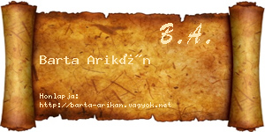 Barta Arikán névjegykártya