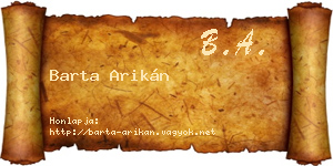 Barta Arikán névjegykártya